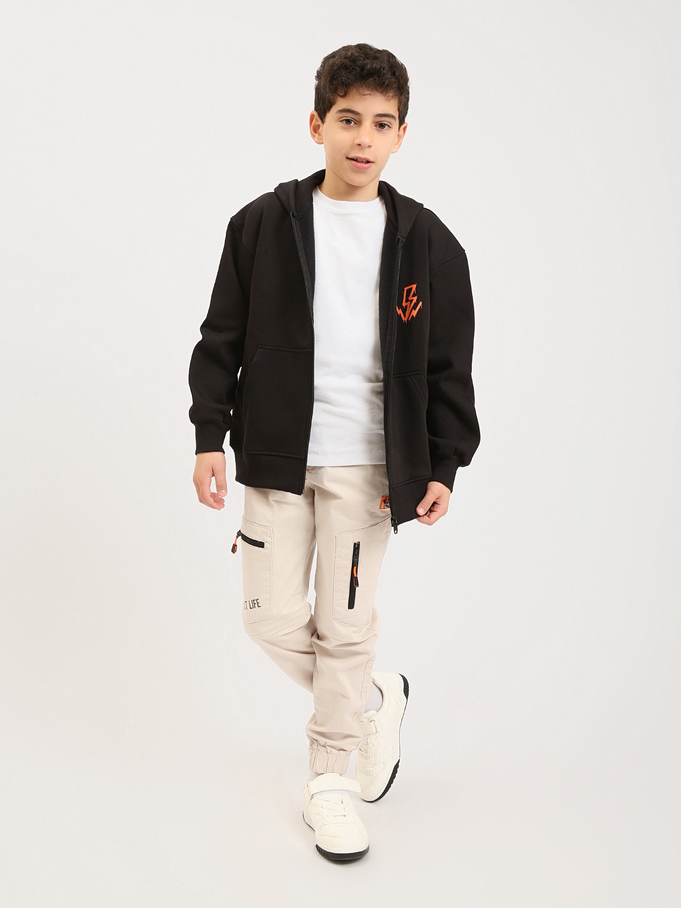 Sweat à Capuche Garçon Zippé avec Poches - SWS25WHNK76068MJ1