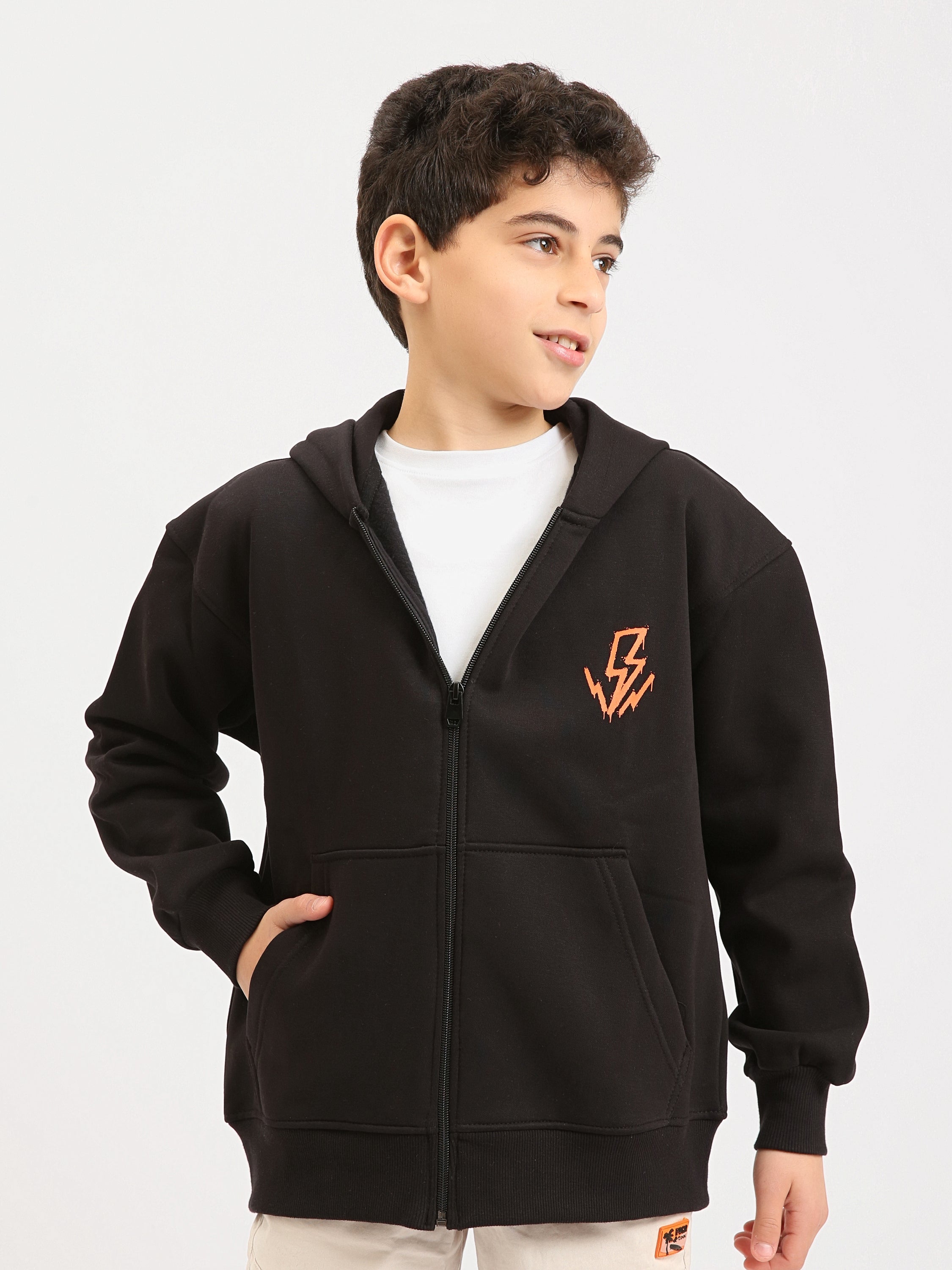 Sweat à Capuche Garçon Zippé avec Poches - SWS25WHNK76068MJ1