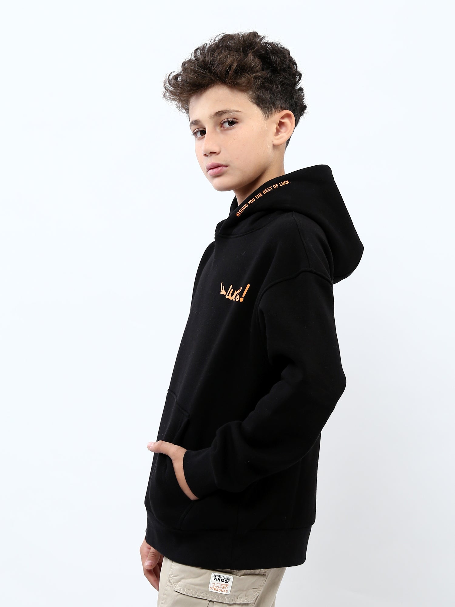 Sweat à capuche ado garçon avec poche kangourou et imprimé Luck – SWS25WHNK76069MJ1