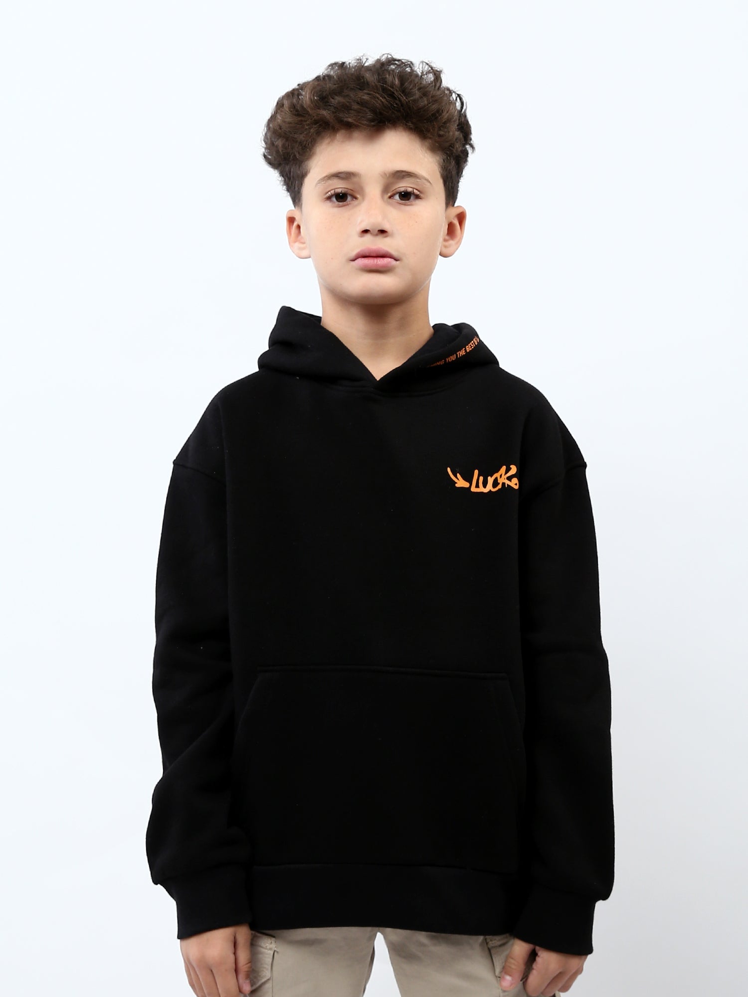 Sweat à capuche ado garçon avec poche kangourou et imprimé Luck – SWS25WHNK76069MJ1