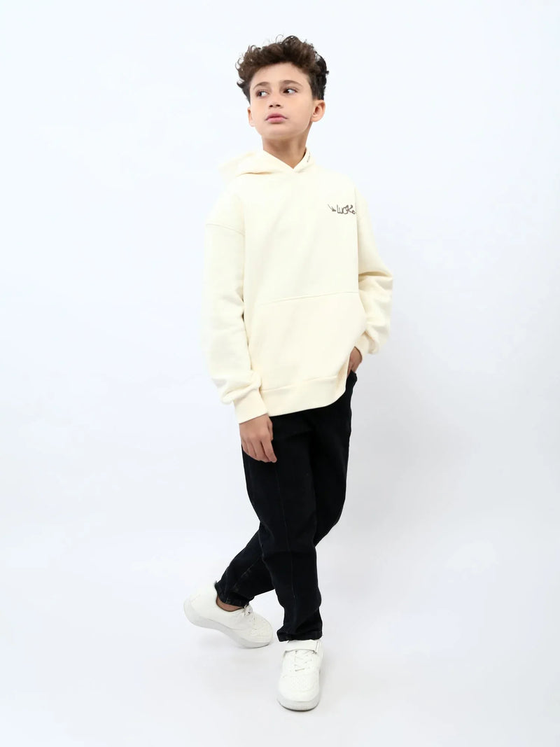 Sweat à capuche ado garçon avec poche kangourou et imprimé Luck – SWS25WHNK76069MJ1