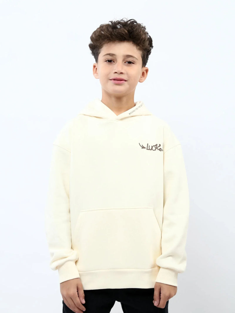 Sweat à capuche ado garçon avec poche kangourou et imprimé Luck – SWS25WHNK76069MJ1