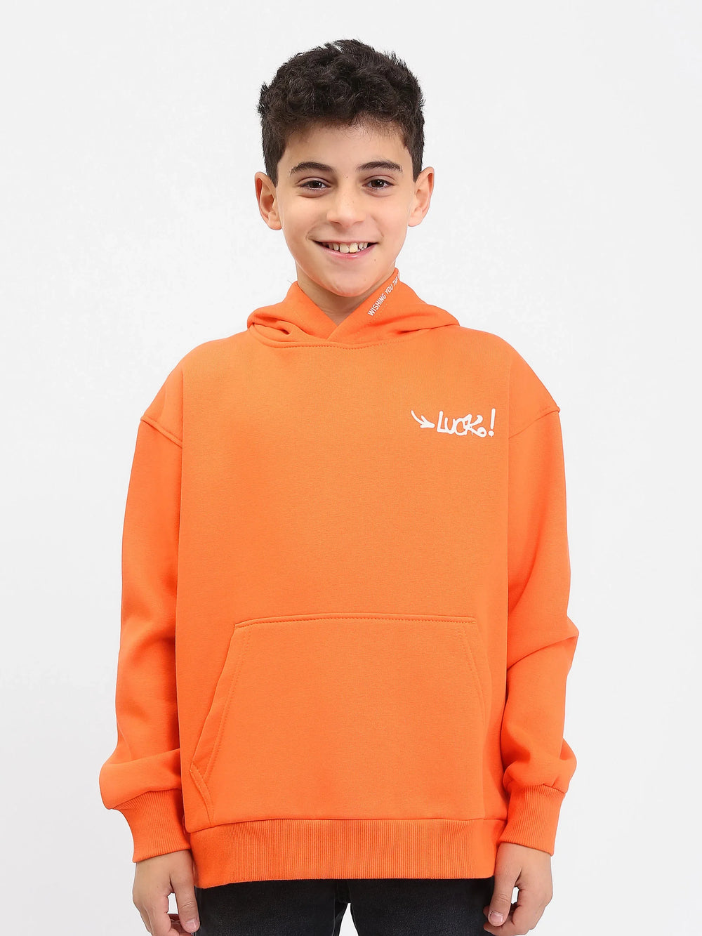 Sweat à capuche ado garçon avec poche kangourou et imprimé Luck – SWS25WHNK76069MJ1