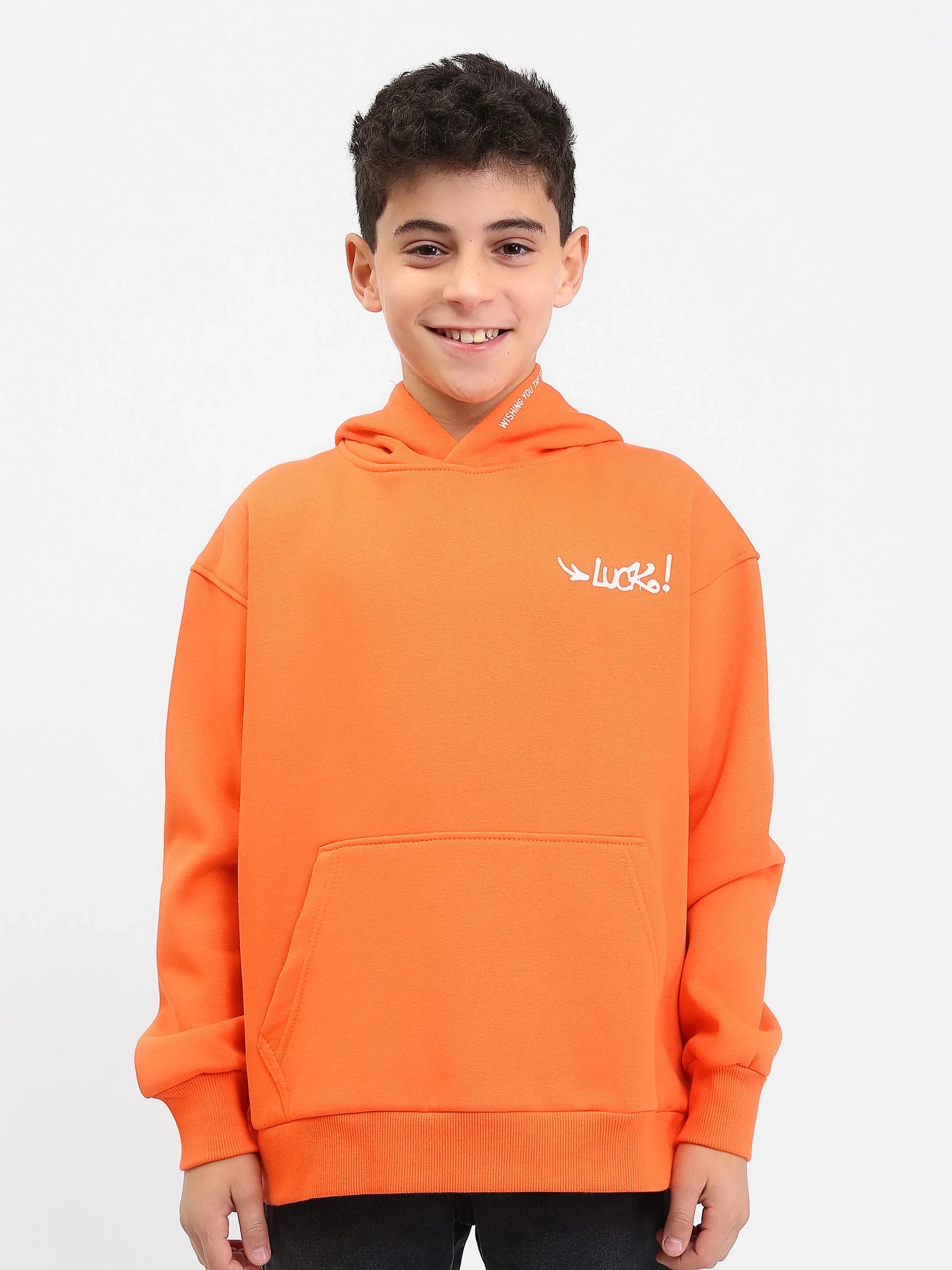 Sweat à capuche ado garçon avec poche kangourou et imprimé Luck – SWS25WHNK76069MJ1 - Justyol