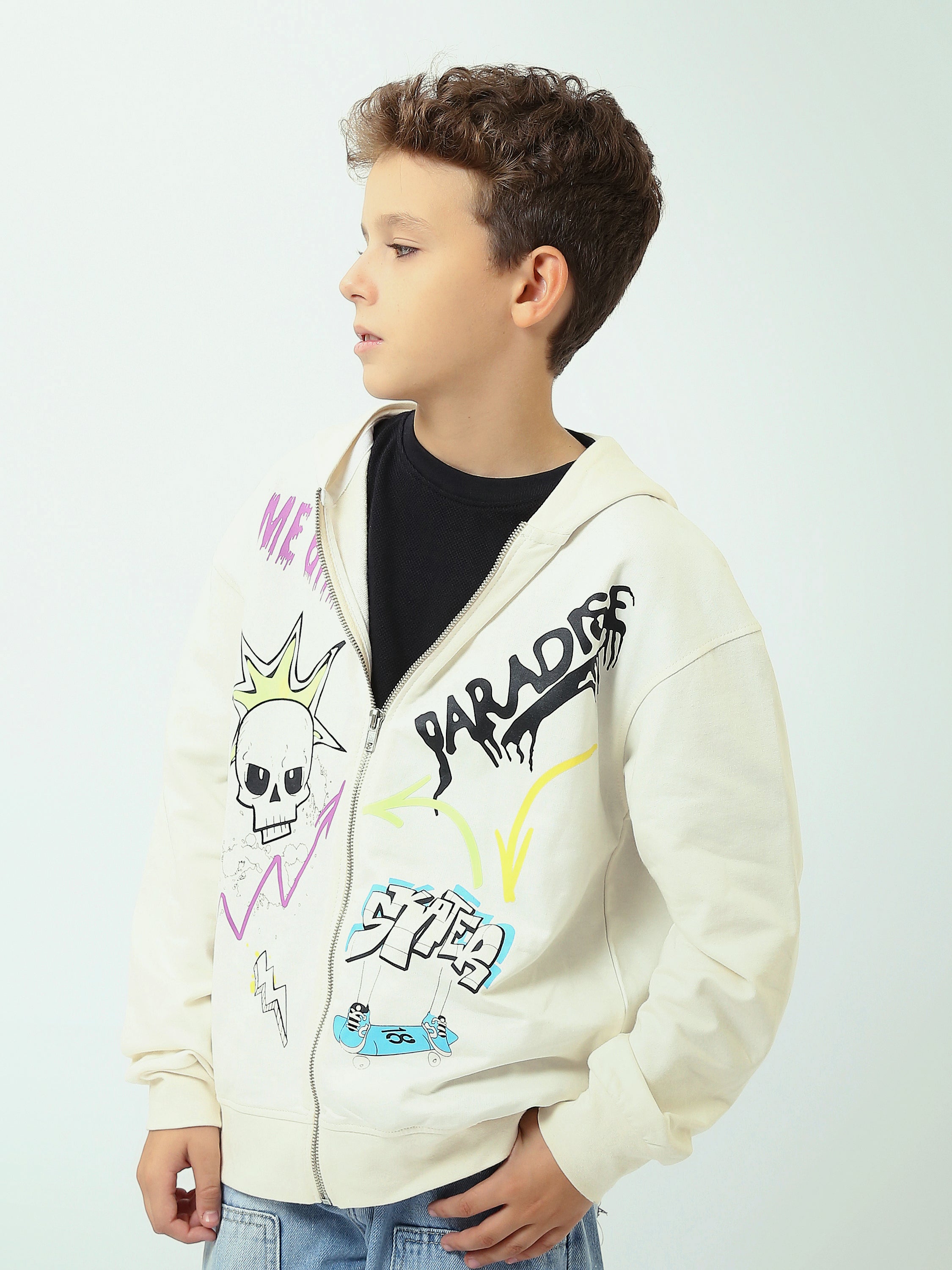 Sweat zippé à capuche garçon, imprimé streetwear Skater – SWS25WZNL31537TB1