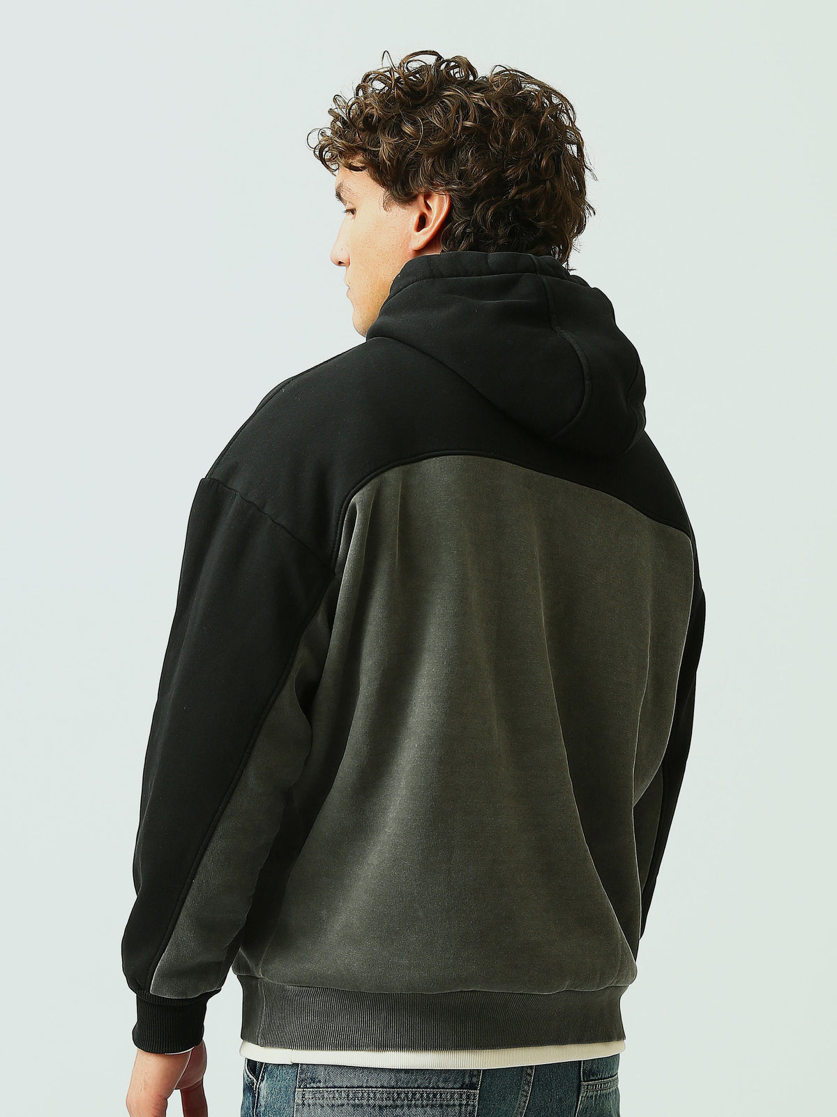 Sweat à Capuche Homme Bicolore Oversize avec Imprimé – Style Streetwear - SWS26WHCK26550TM1