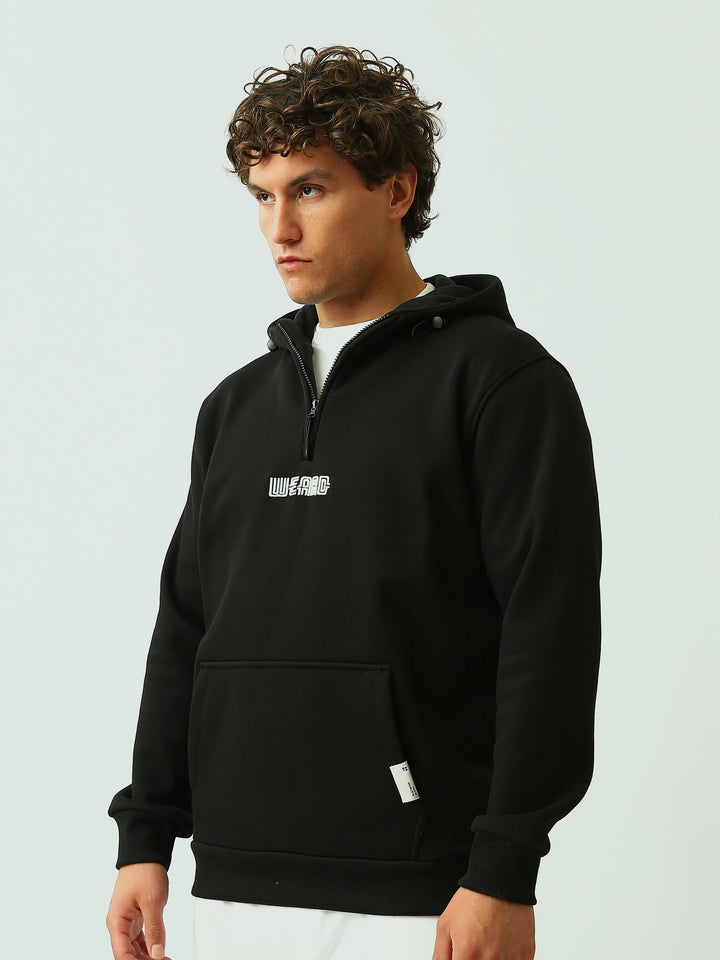 Sweat à Capuche Homme avec Col Zippé et Inscription Brodée - SWS26WHEK26410TM1