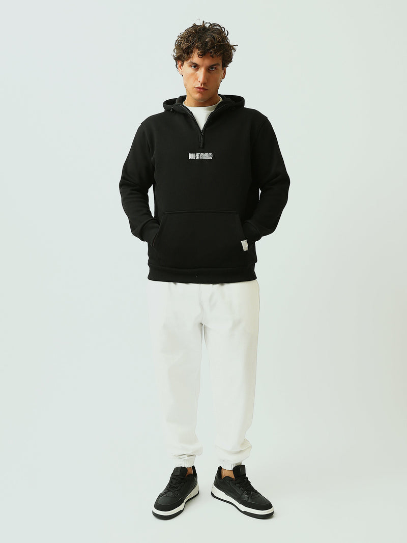Sweat à Capuche Homme avec Col Zippé et Inscription Brodée - SWS26WHEK26410TM1