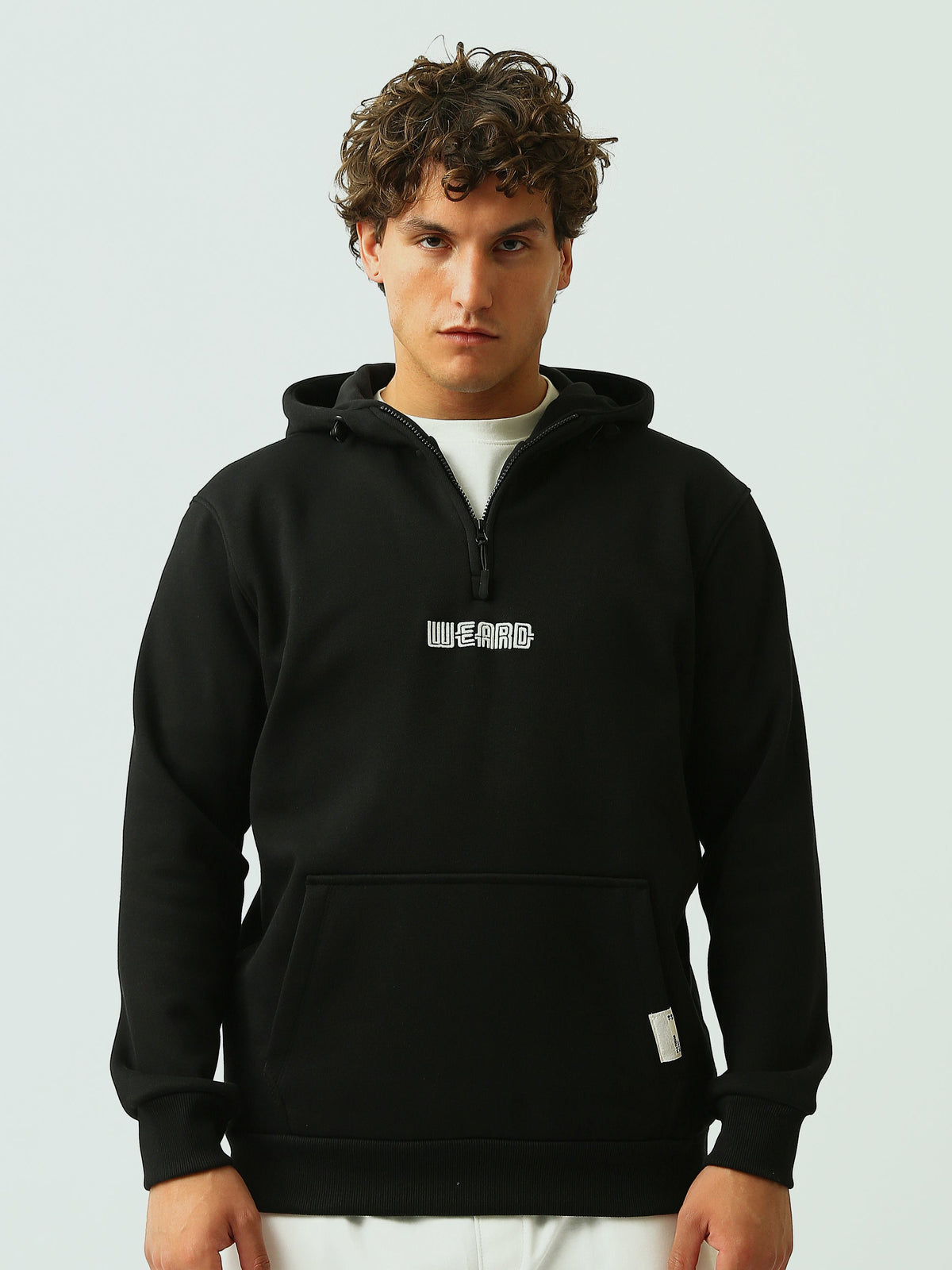 Sweat à Capuche Homme avec Col Zippé et Inscription Brodée - SWS26WHEK26410TM1