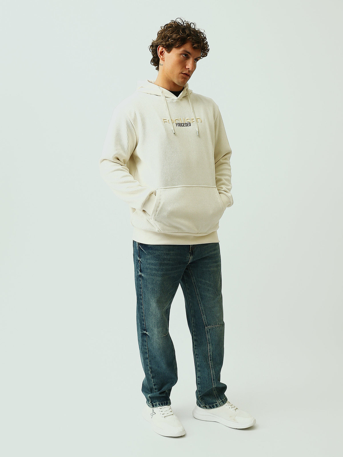 Sweatshirt Homme Oversize à Capuche et Broderie Focused - SWS26WHEK26413TM1
