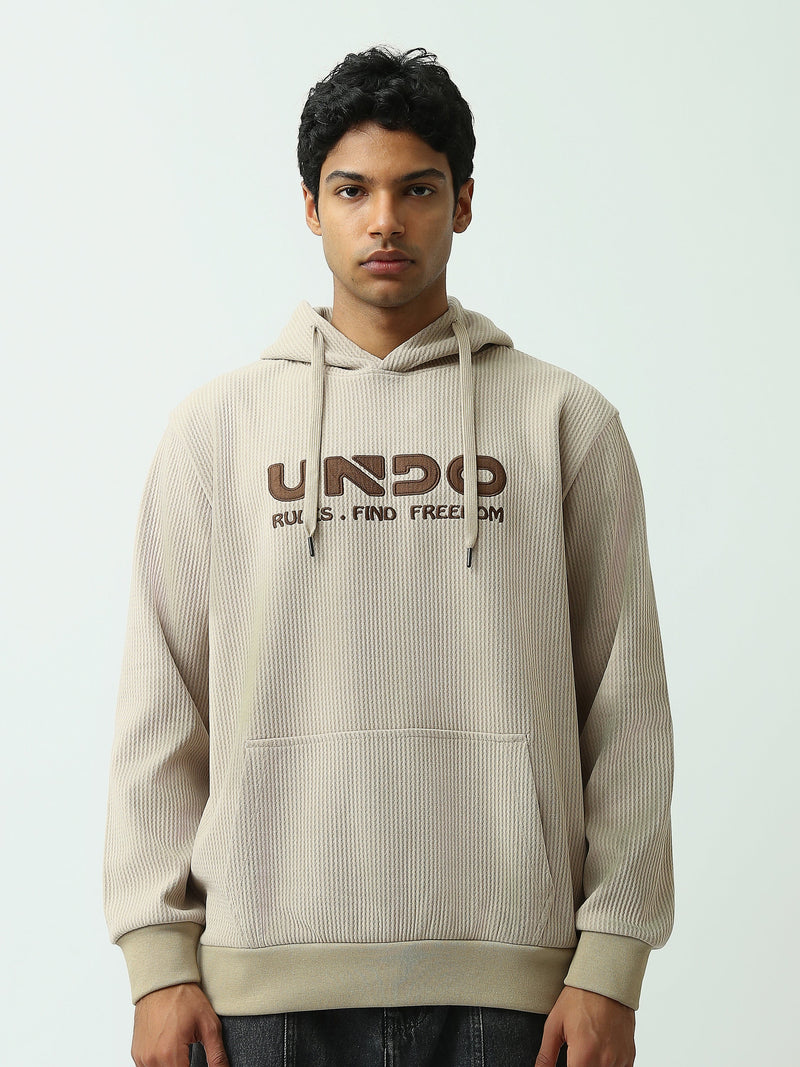 Sweat à Capuche Homme en Maille Côtelée avec Inscription - SWS26WHEK26431TM1