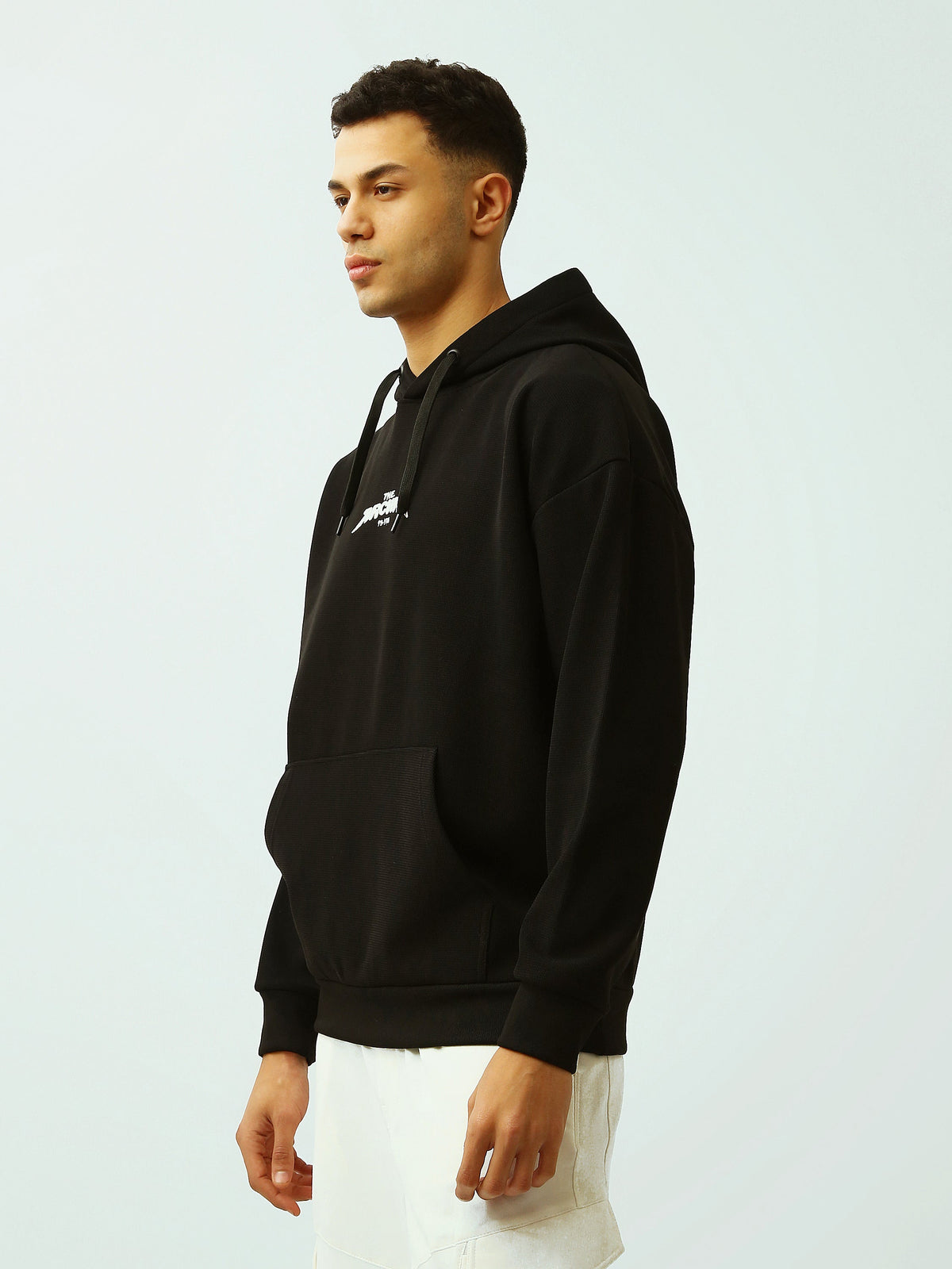 Sweat à Capuche Homme Noir Oversize avec Imprimé – Style Streetwear - SWS26WHEK26526TM1