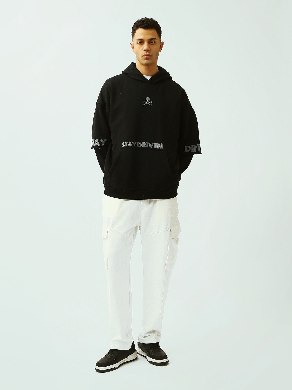 Sweat à Capuche Homme Oversize avec Imprimé Graphique Streetwear - SWS26WHNK26367TM1