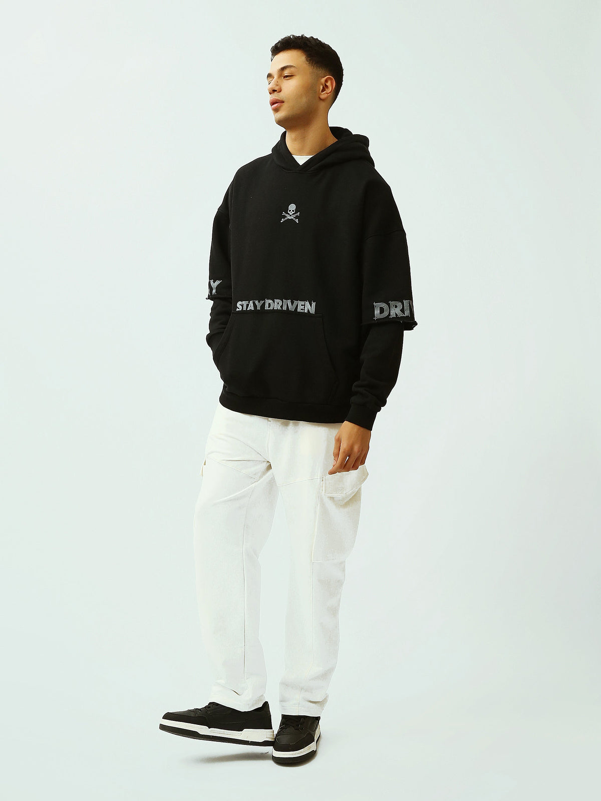 Sweat à Capuche Homme Oversize avec Imprimé Graphique Streetwear - SWS26WHNK26367TM1