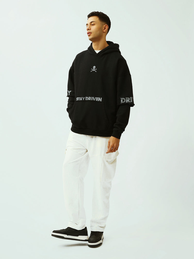 Sweat à Capuche Homme Oversize avec Imprimé Graphique Streetwear - SWS26WHNK26367TM1