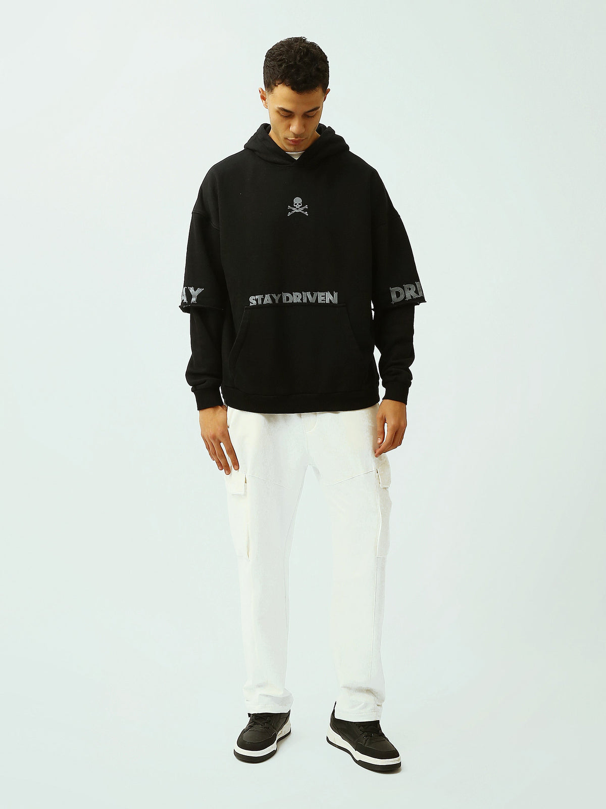Sweat à Capuche Homme Oversize avec Imprimé Graphique Streetwear - SWS26WHNK26367TM1