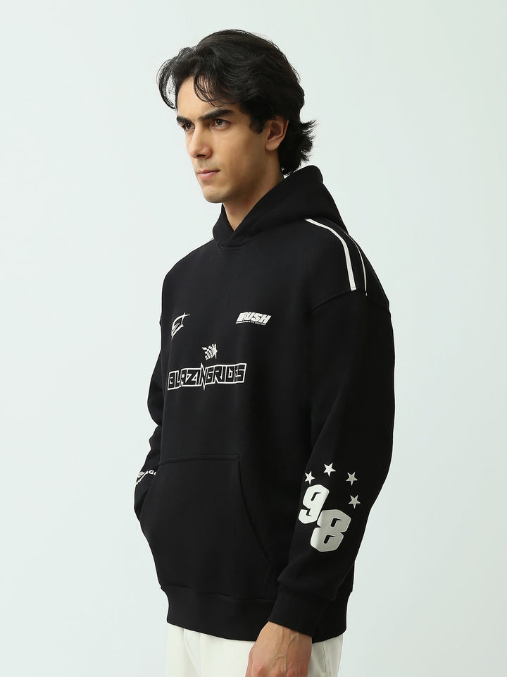 Sweat à Capuche Homme Oversize avec Imprimés Racing Streetwear - SWS26WHNK26371TM1