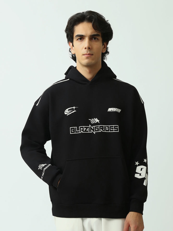 Sweat à Capuche Homme Oversize avec Imprimés Racing Streetwear - SWS26WHNK26371TM1