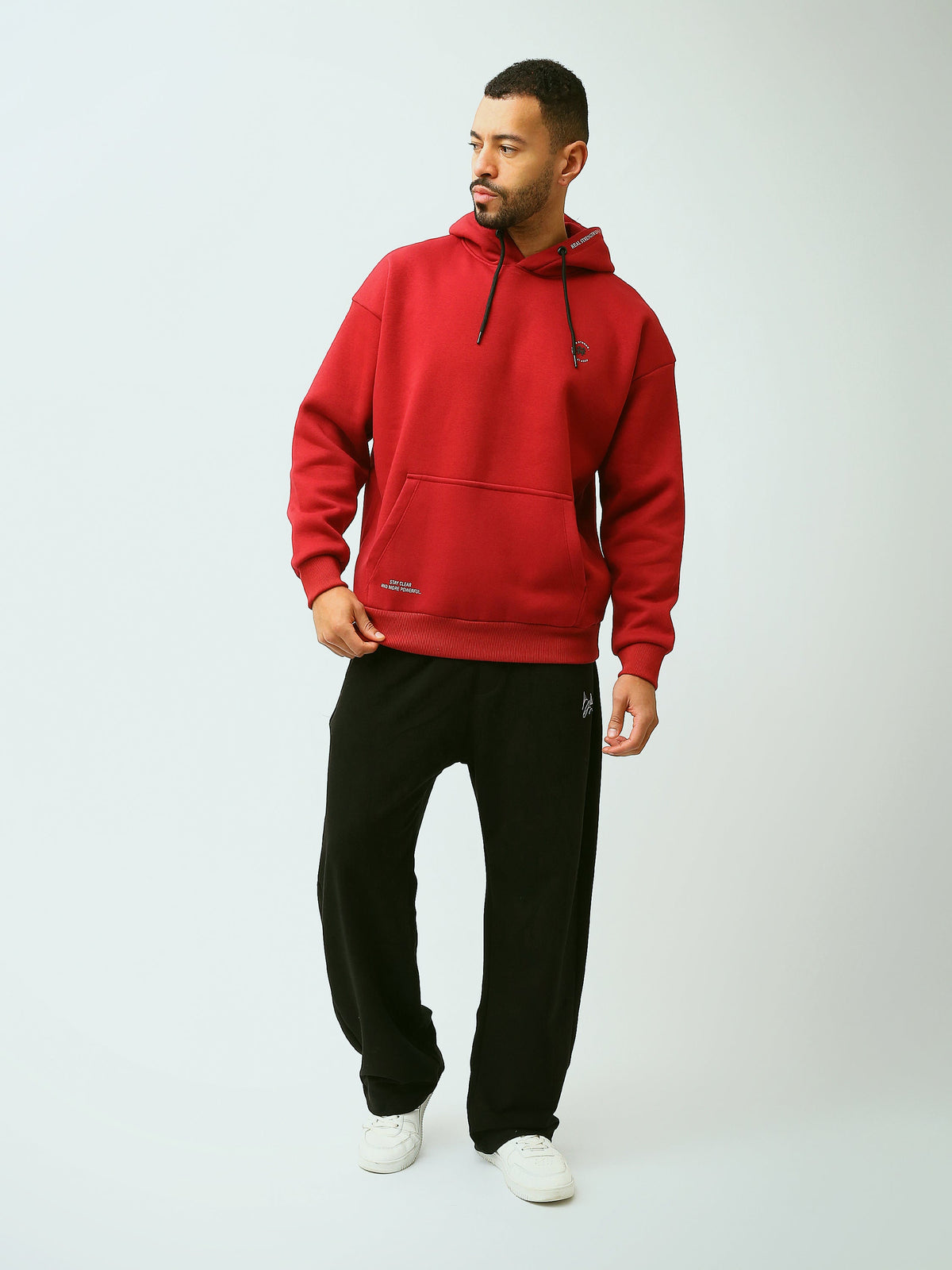 Sweat à Capuche Homme Oversize avec Logo Minimaliste – Style Casual - SWS26WHNK26424TM1