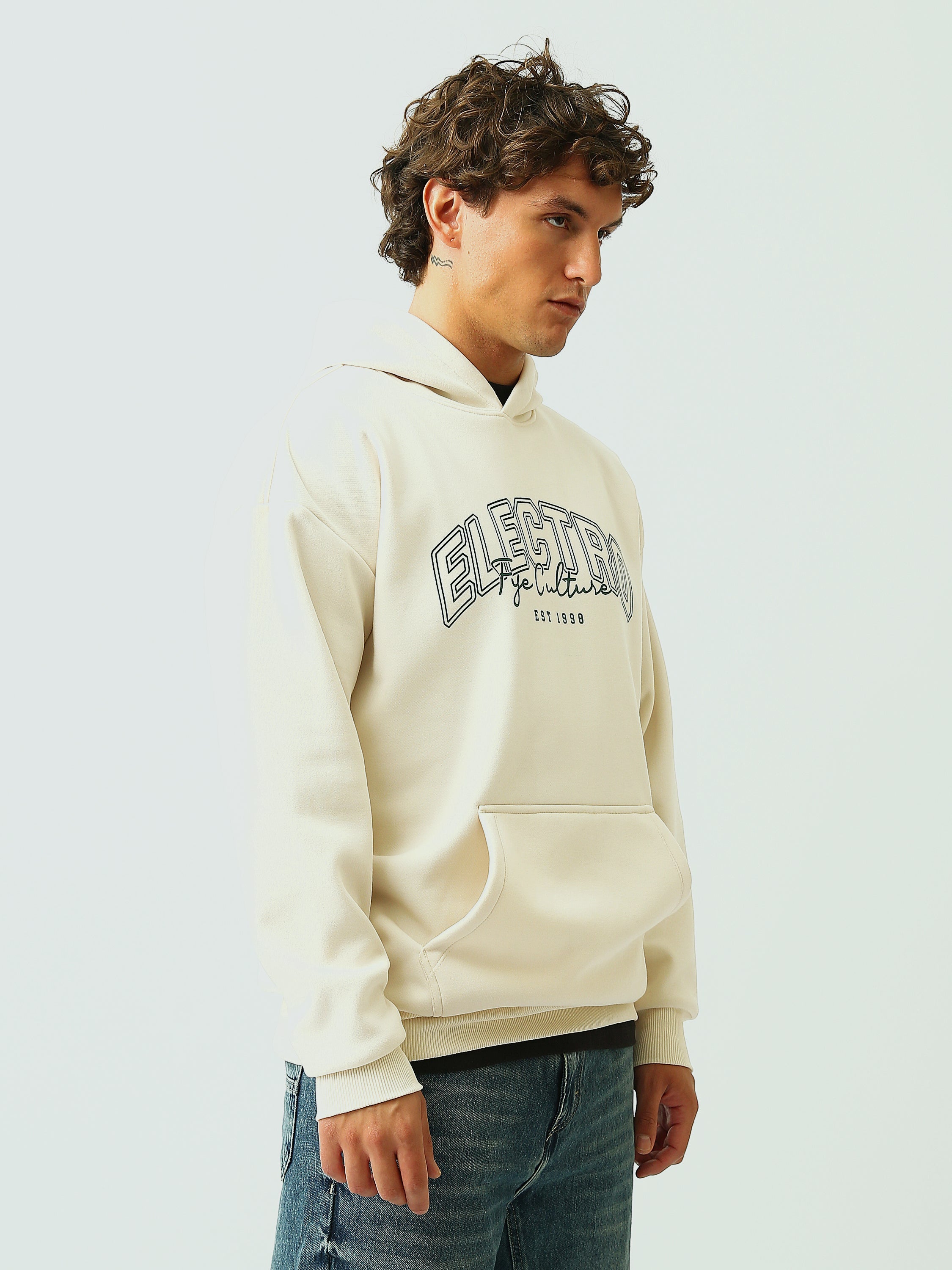 Sweat à Capuche Homme Oversize ELECTRO Life Culture - SWS26WHNK26443TM1
