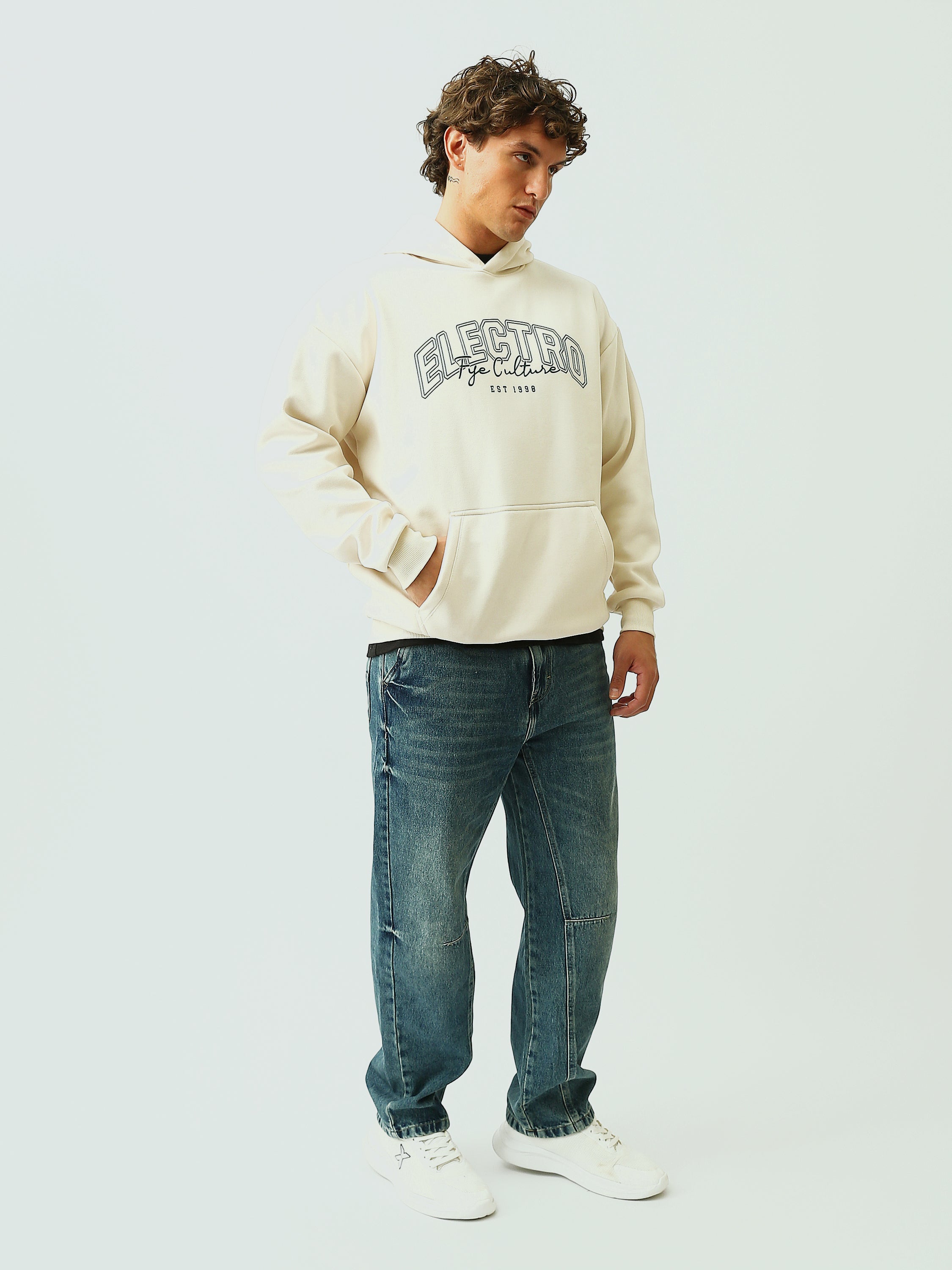 Sweat à Capuche Homme Oversize ELECTRO Life Culture - SWS26WHNK26443TM1