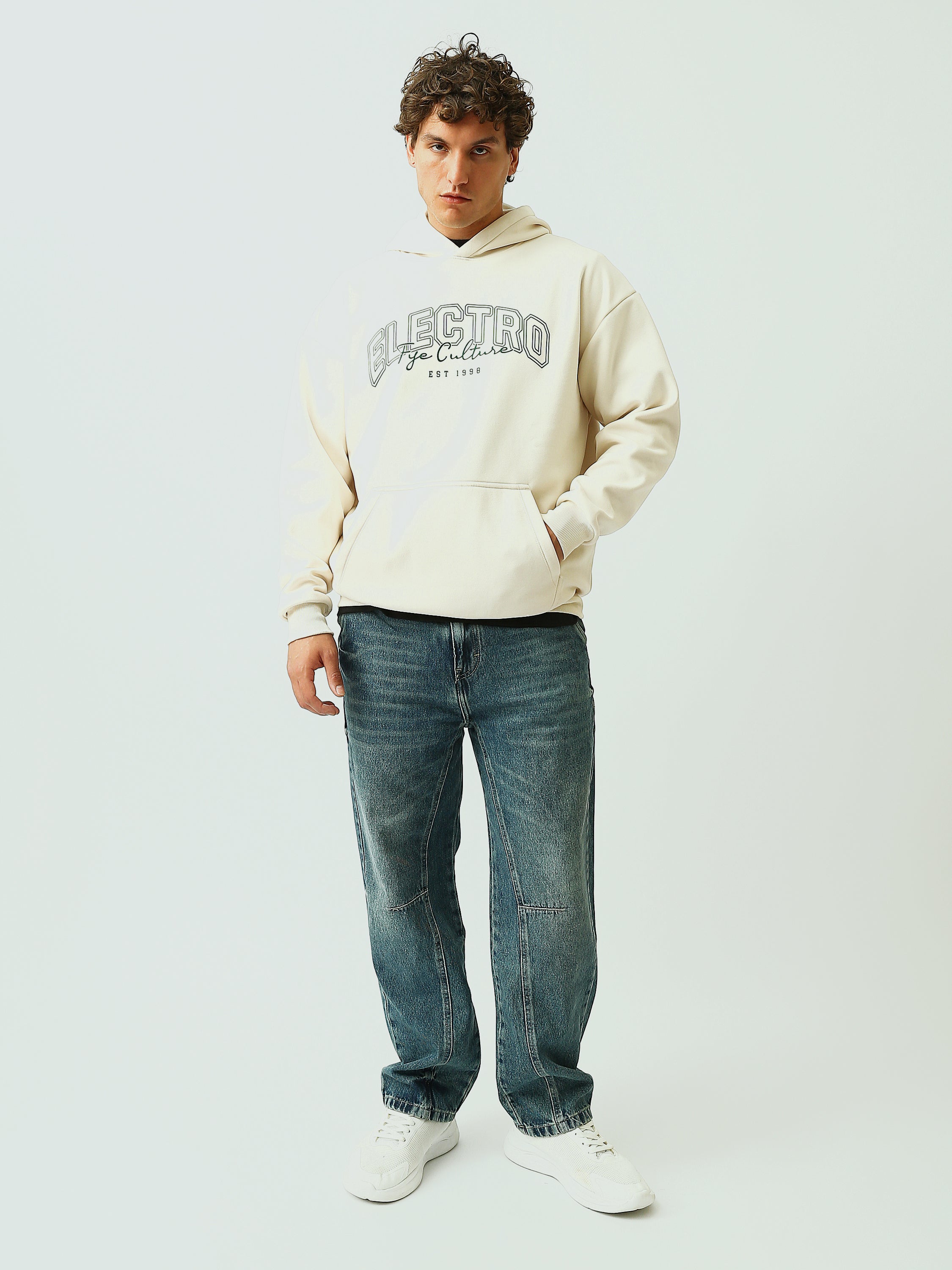 Sweat à Capuche Homme Oversize ELECTRO Life Culture - SWS26WHNK26443TM1