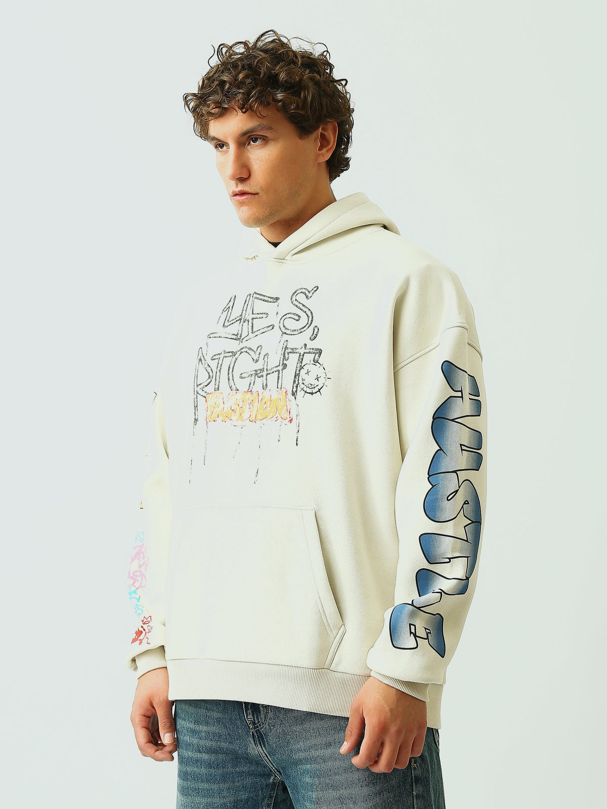 Sweat à Capuche Homme Oversize avec Imprimé Graffiti Streetwear - SWS26WHNK26466TM1
