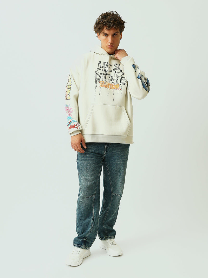 Sweat à Capuche Homme Oversize avec Imprimé Graffiti Streetwear - SWS26WHNK26466TM1