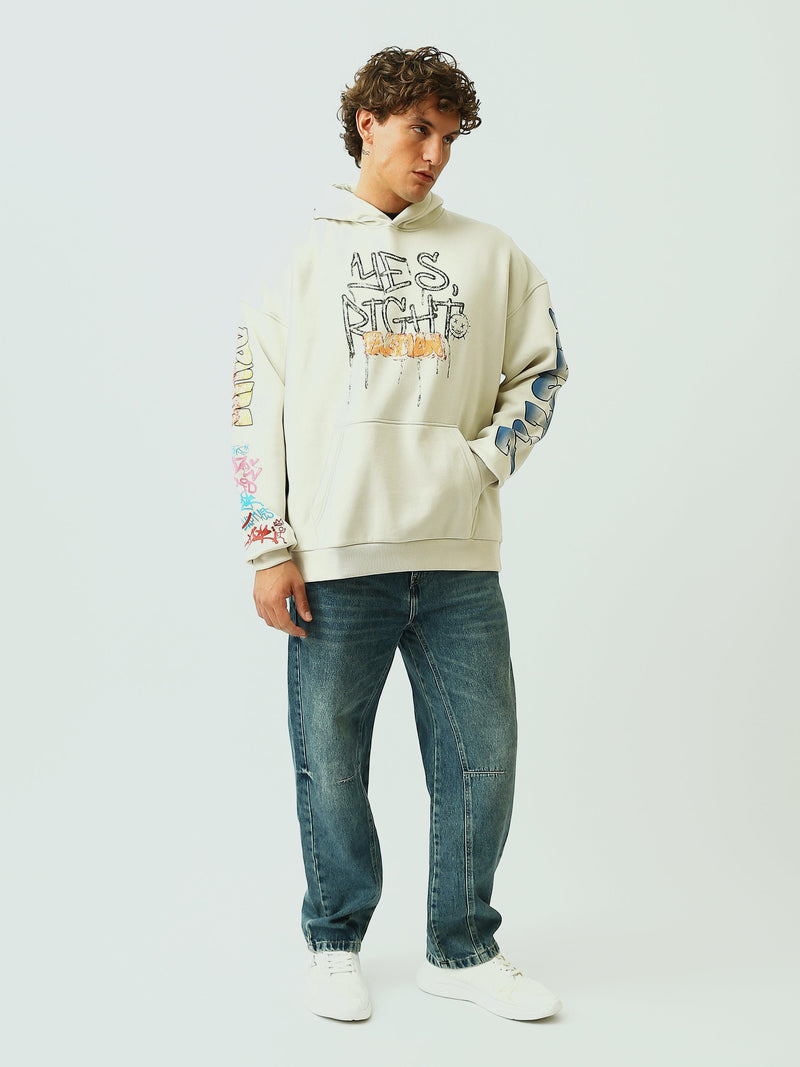 Sweat à Capuche Homme Oversize avec Imprimé Graffiti Streetwear - SWS26WHNK26466TM1