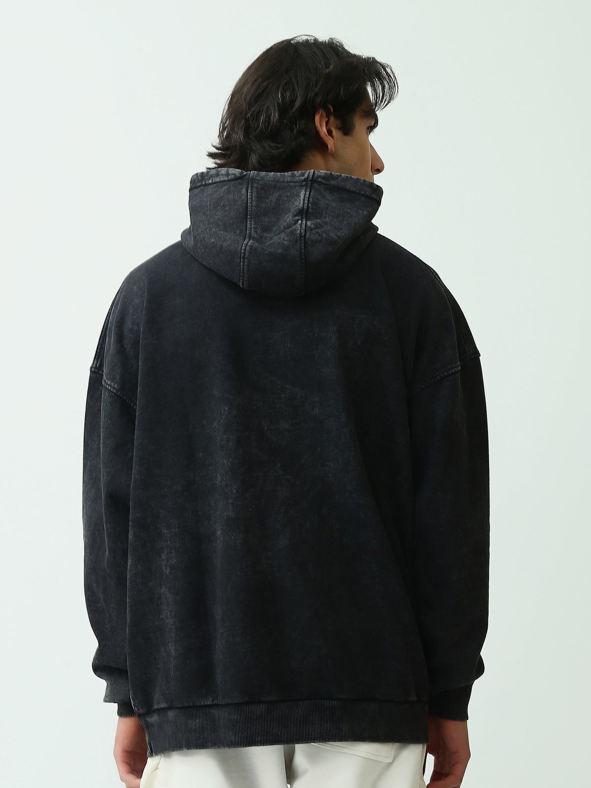 Sweat à Capuche Homme Oversize Effet Délavé avec Imprimé Graphique - SWS26WHNK26471TM1