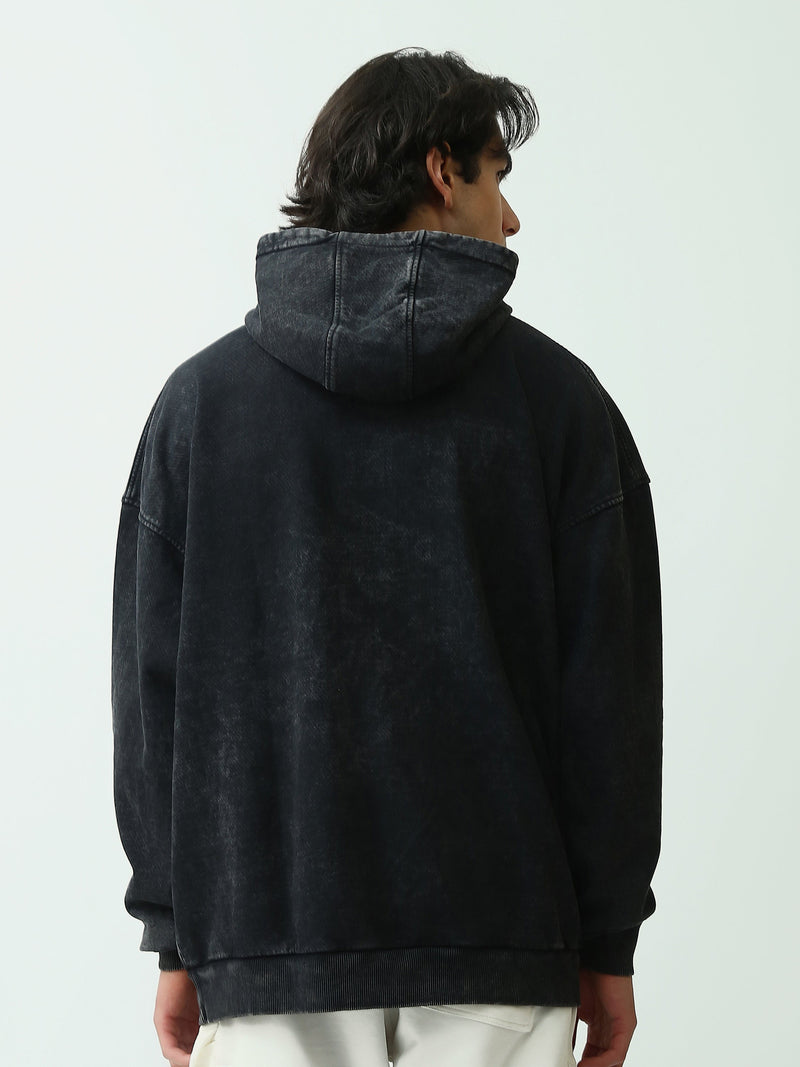 Sweat à Capuche Homme Oversize Effet Délavé avec Imprimé Graphique - SWS26WHNK26471TM1