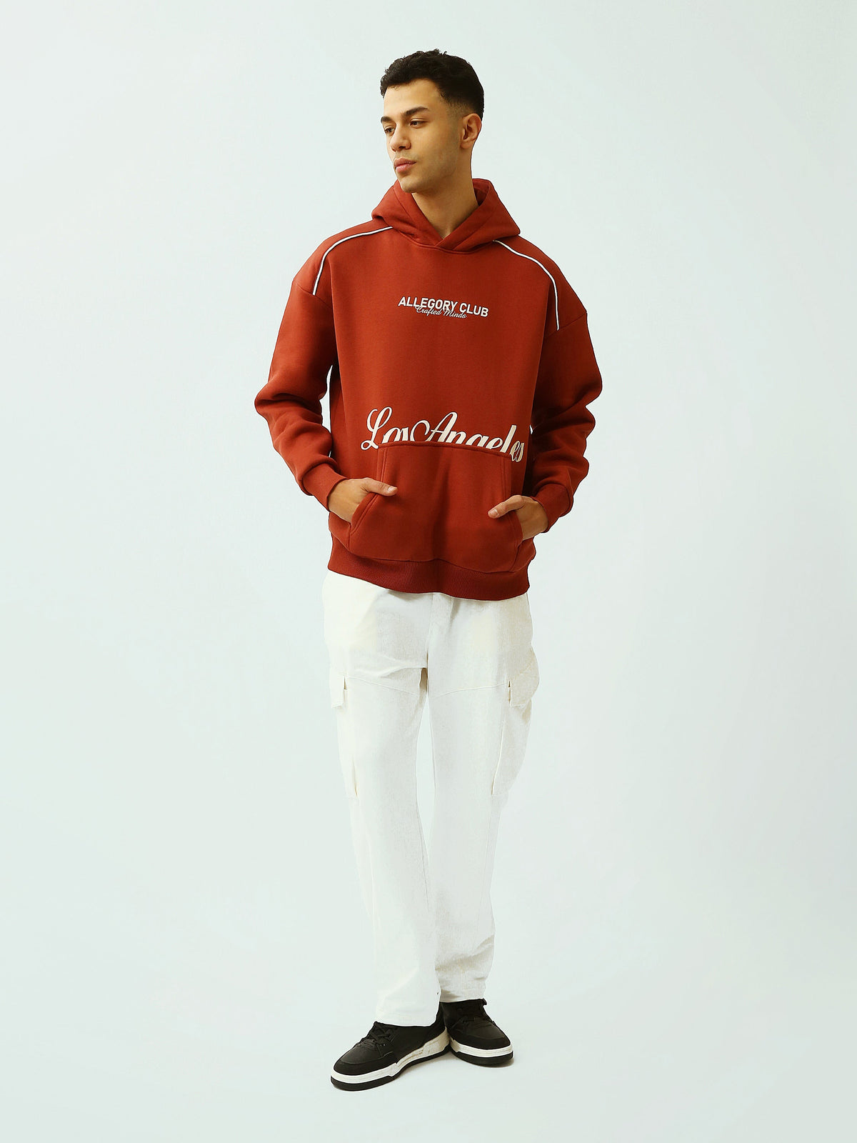 Sweat à Capuche Homme Oversize avec Imprimé Los Angeles – Style Streetwear - SWS26WHNK26497TM1
