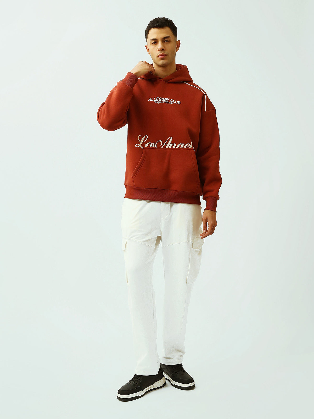 Sweat à Capuche Homme Oversize avec Imprimé Los Angeles – Style Streetwear - SWS26WHNK26497TM1