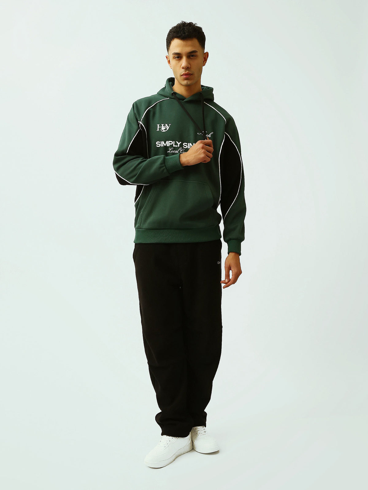 Sweat à Capuche Homme Bicolore avec Imprimé – Style Sportswear - SWS26WHNK26520TM1