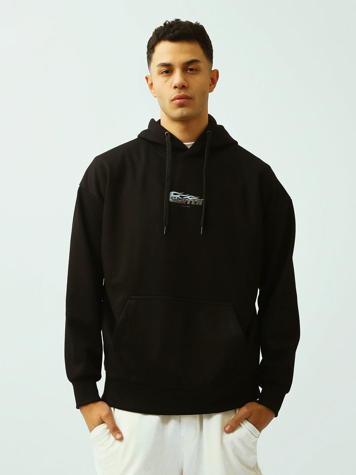 Sweat à Capuche Homme Noir Oversize avec Logo – Style Streetwear - SWS26WHNK26522TM1