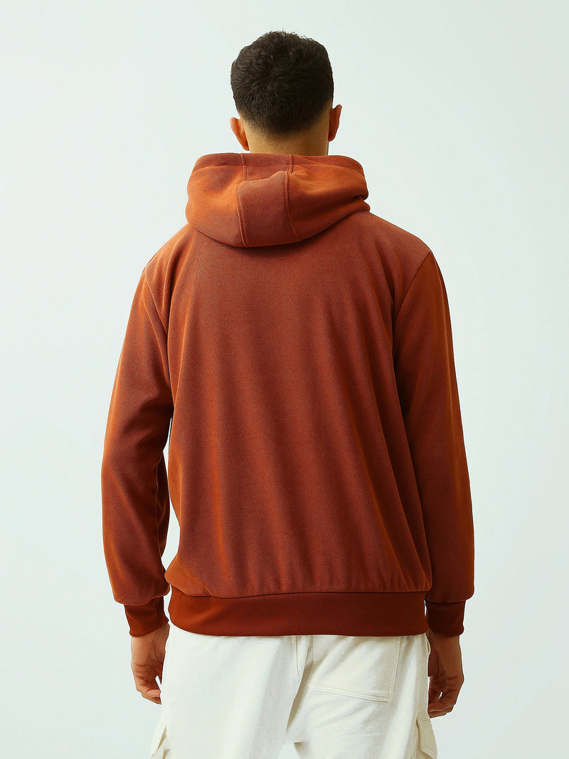 Sweat à Capuche Homme Brique avec Imprimé Think Insane – Style Streetwear - SWS26WHNK26530TM1