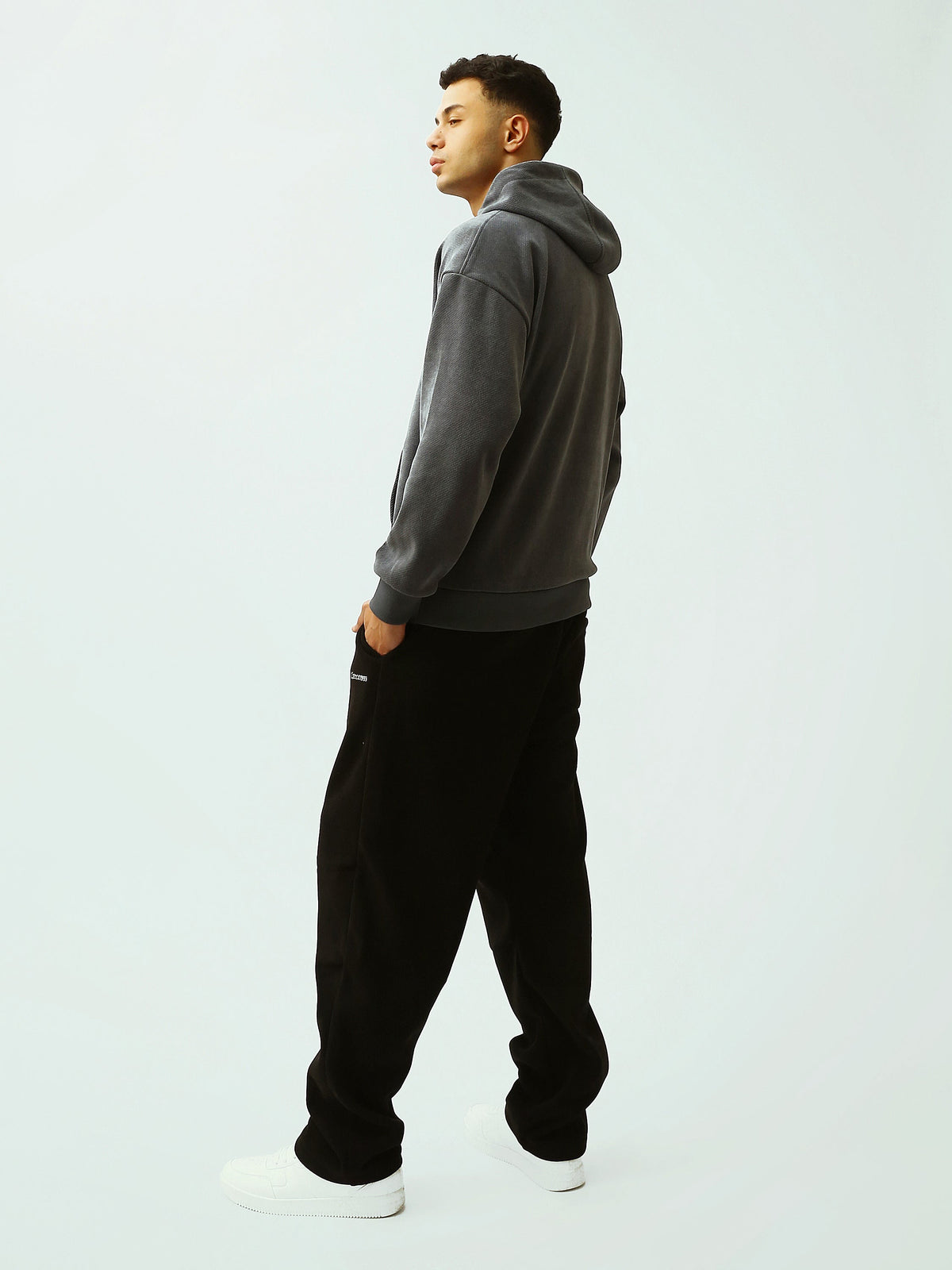 Sweat à Capuche Homme Gris Foncé Oversize – Imprimé Aura Arcade - SWS26WHNK26533TM1