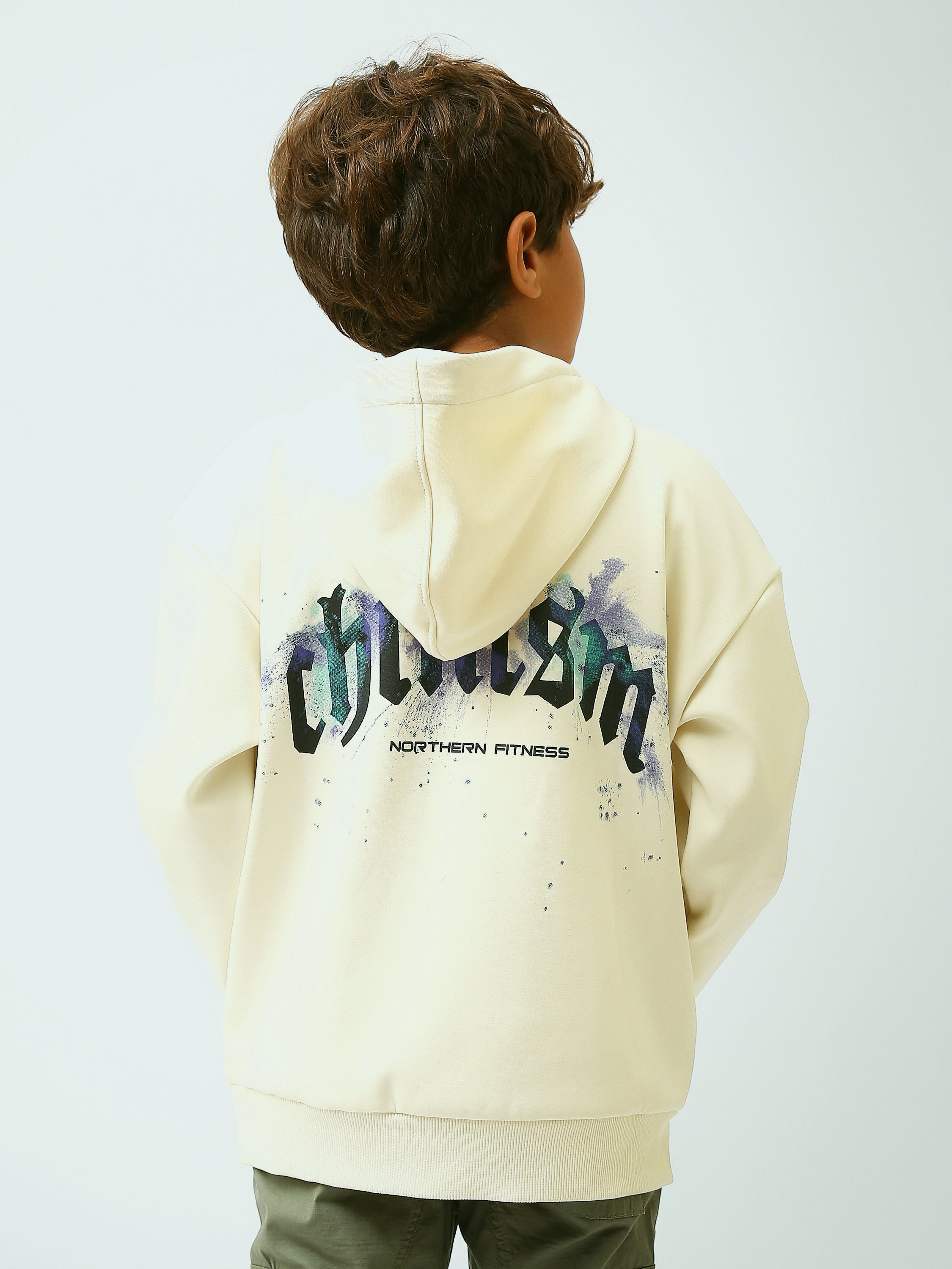 Sweat à capuche garçon avec demi-zip et imprimé graffiti - SWS26WHNK31562TB1