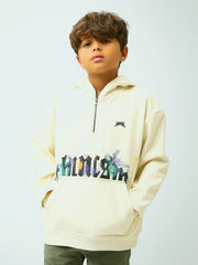 Sweat à capuche garçon avec demi-zip et imprimé graffiti - SWS26WHNK31562TB1