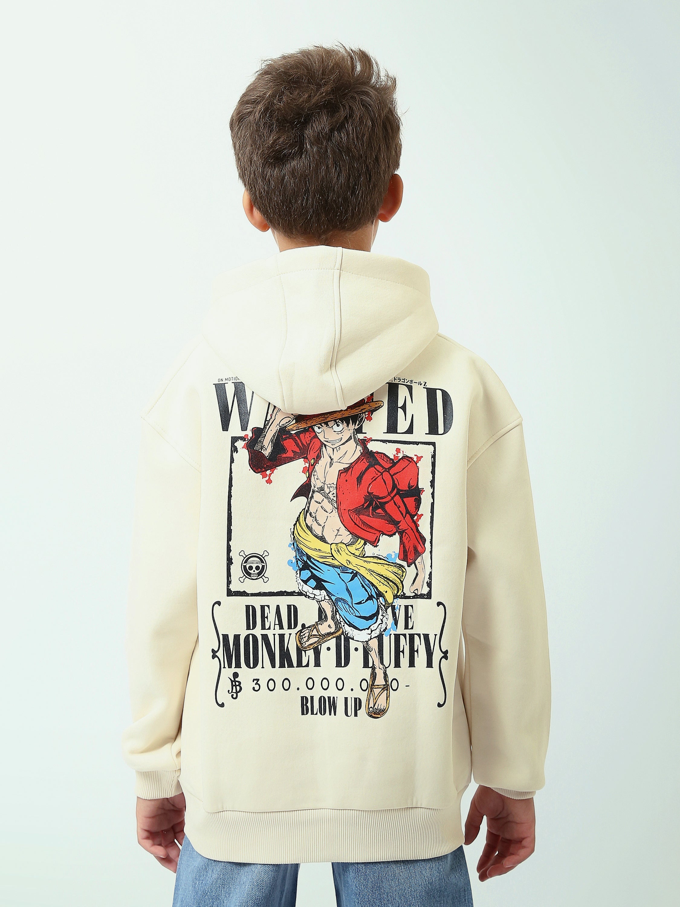 Sweat à Capuche Garçon Imprimé Manga avec Poche Kangourou - SWS26WHNK31586TB1