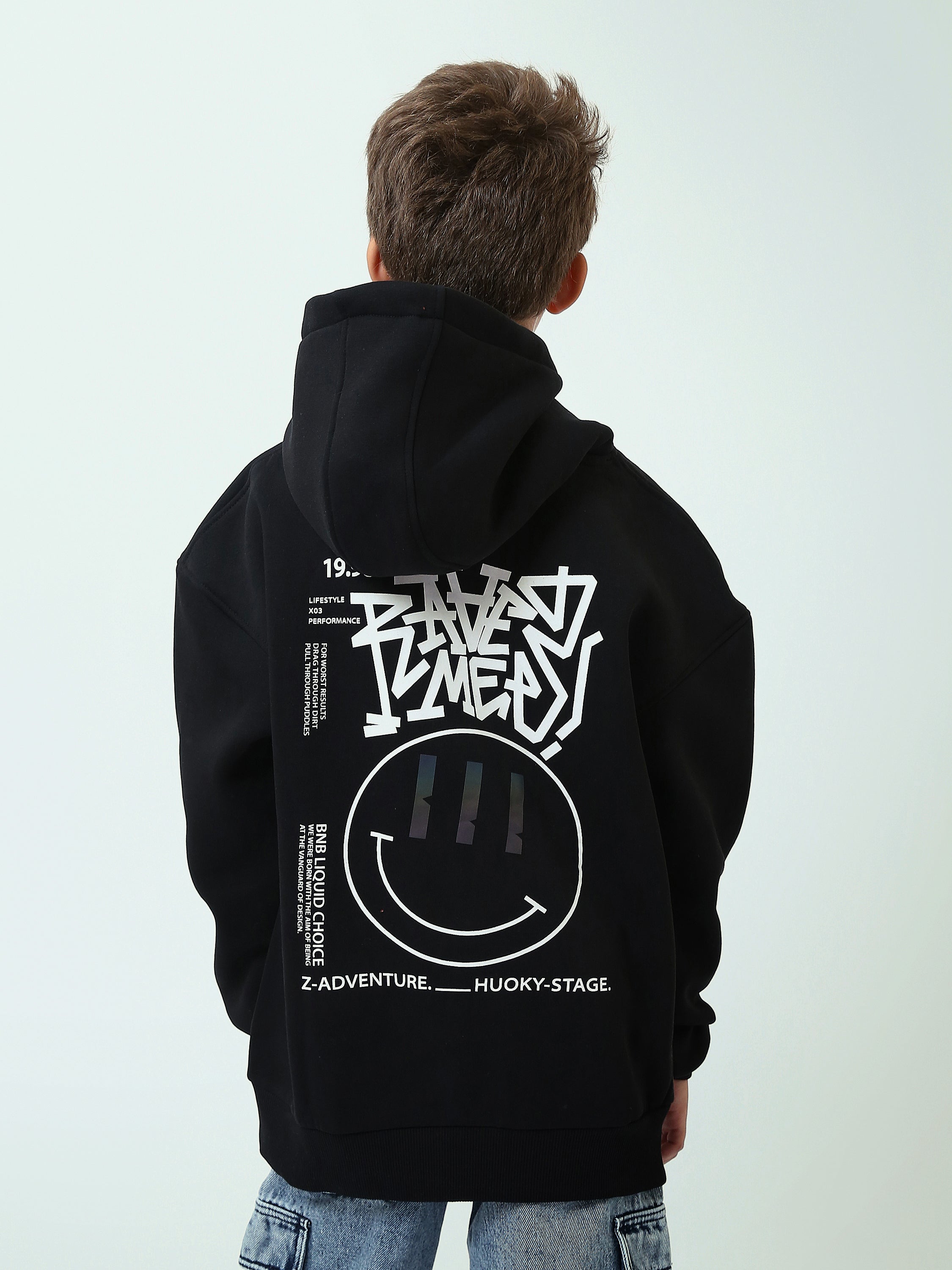 Sweat à Capuche Garçon Oversize – Hoodie Streetwear avec Poche Kangourou - SWS26WHNK31599TB1