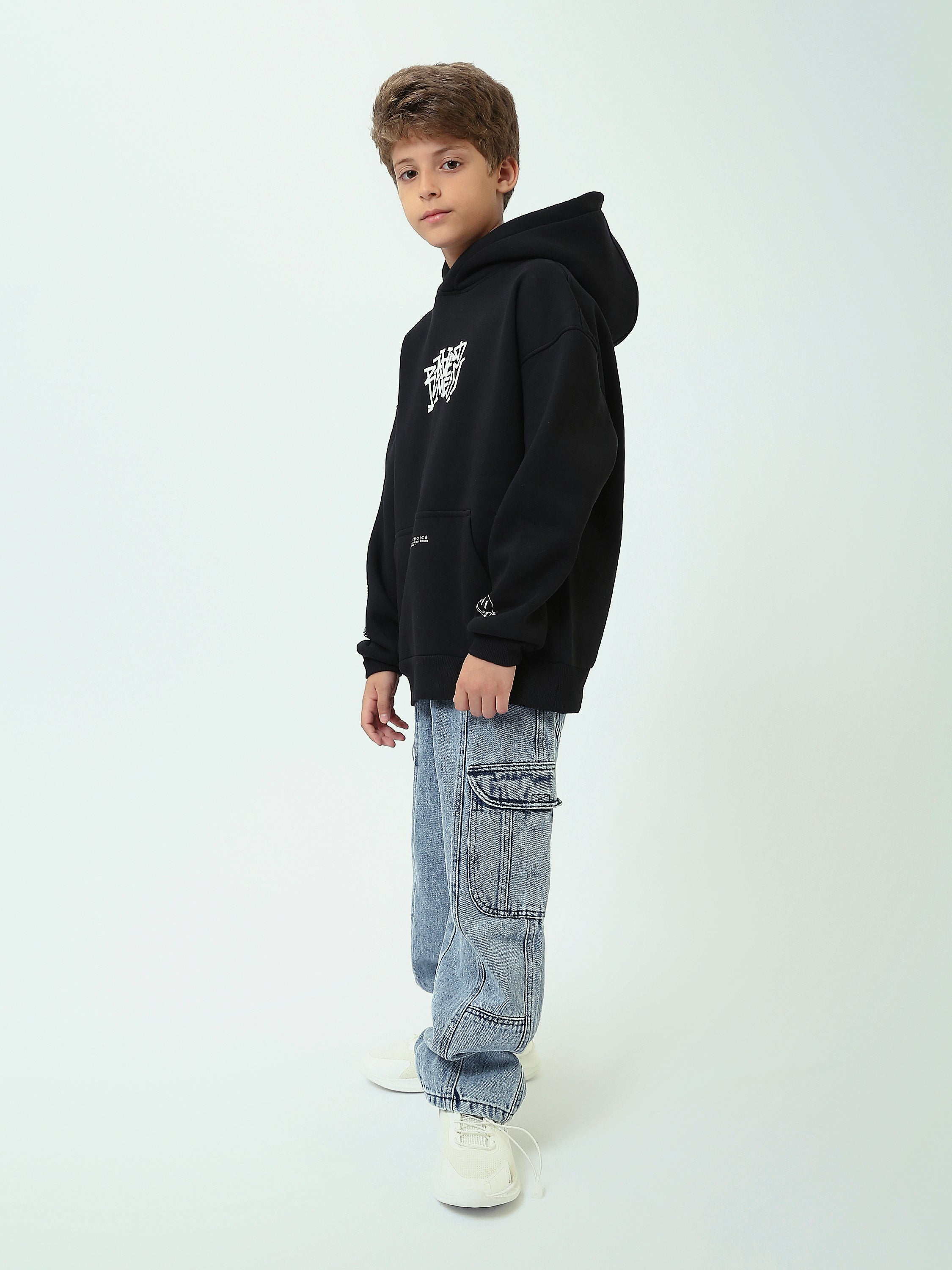 Sweat à Capuche Garçon Oversize – Hoodie Streetwear avec Poche Kangourou - SWS26WHNK31599TB1
