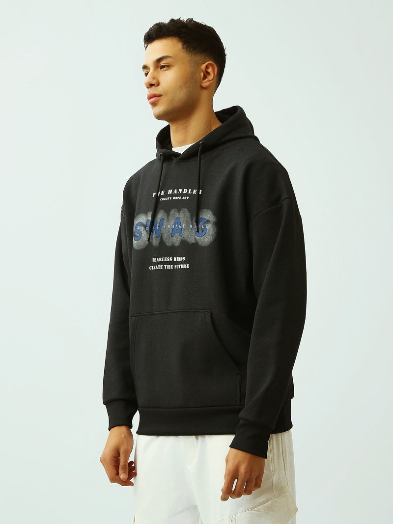 Sweat à Capuche Homme Noir Oversize avec Imprimé SWAG – Streetwear - SWS26WHNL26434TM1