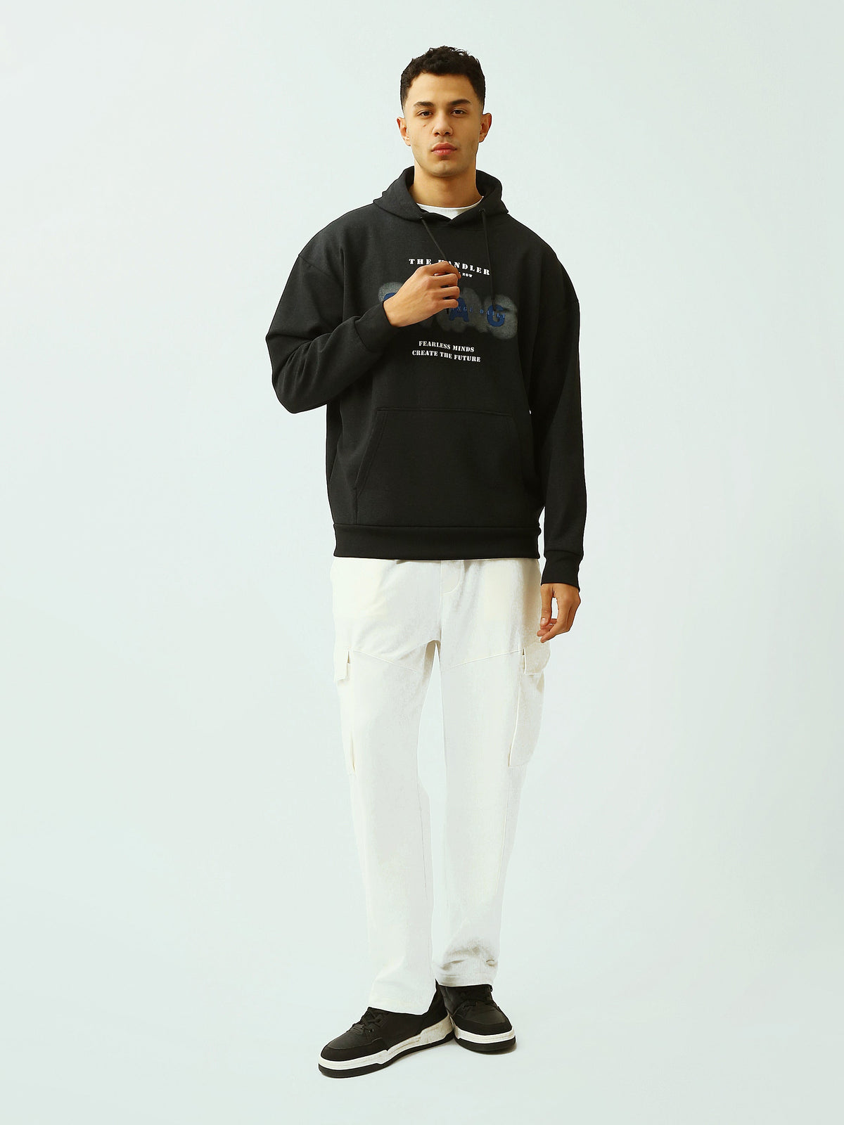 Sweat à Capuche Homme Noir Oversize avec Imprimé SWAG – Streetwear - SWS26WHNL26434TM1