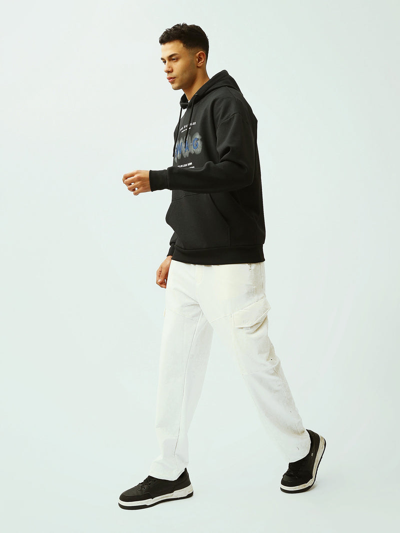 Sweat à Capuche Homme Noir Oversize avec Imprimé SWAG – Streetwear - SWS26WHNL26434TM1