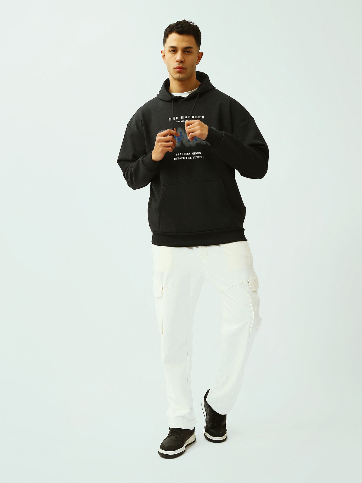 Sweat à Capuche Homme Noir Oversize avec Imprimé SWAG – Streetwear - SWS26WHNL26434TM1