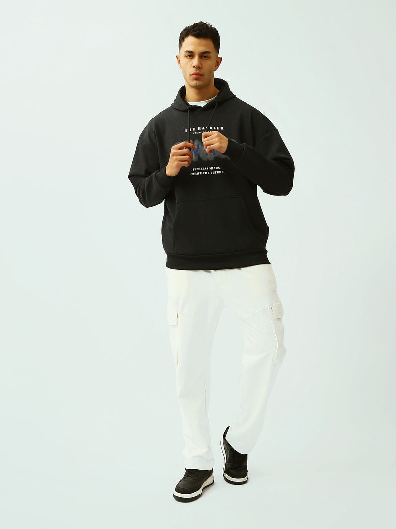 Sweat à Capuche Homme Noir Oversize avec Imprimé SWAG – Streetwear - SWS26WHNL26434TM1