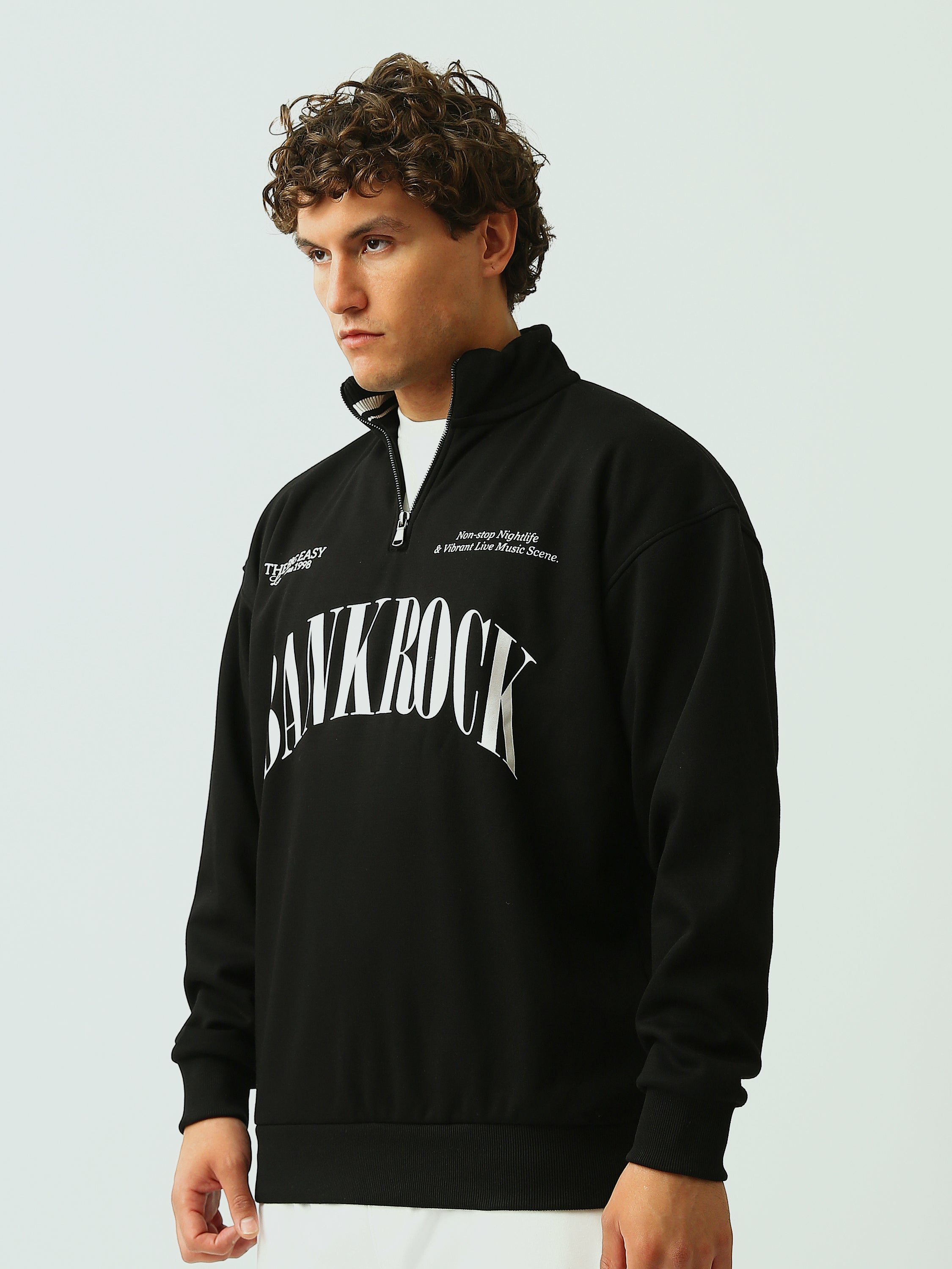 Sweat Homme Col Montant Zippé Oversize Imprimé BANKROCK - SWS26WQNL26440TM1