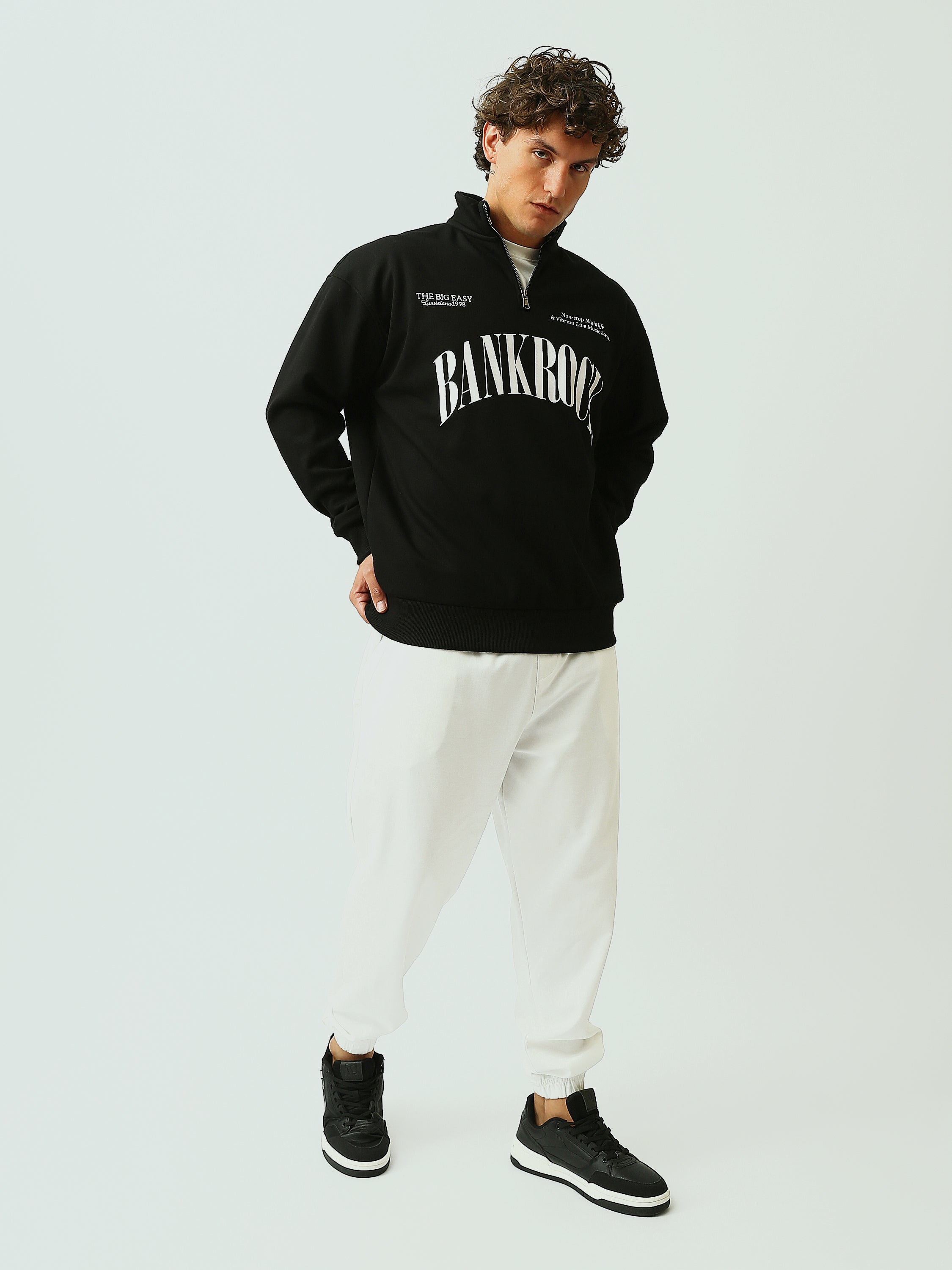 Sweat Homme Col Montant Zippé Oversize Imprimé BANKROCK - SWS26WQNL26440TM1