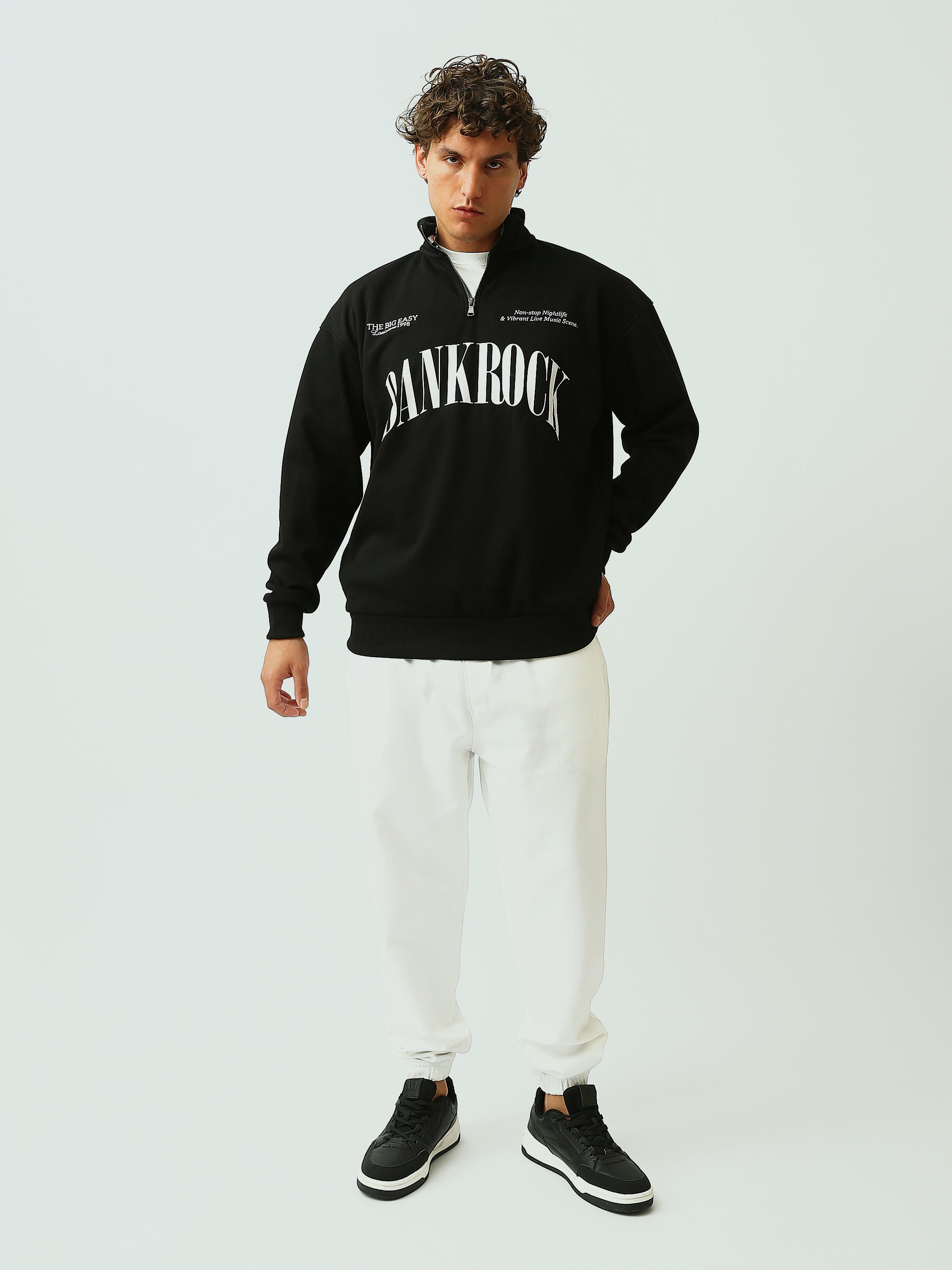 Sweat Homme Col Montant Zippé Oversize Imprimé BANKROCK - SWS26WQNL26440TM1